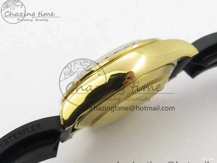 MiroTime 0124 Daytona 116589RBOW YG Rainbow Crystal BLF Best Edition Black Dial on Rubber Strap A EasyMatch 3238